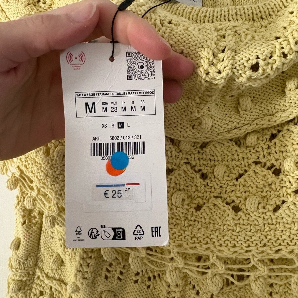 Zara Yellow Off-Shoulder Knit Top - Picture 4 of 6